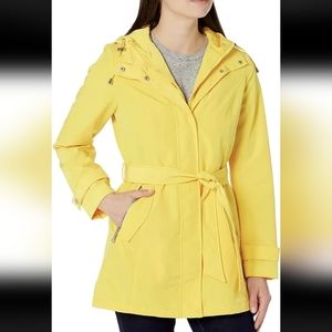 Nautica Hooded Belted Water-Resistant Raincoat NWT yellow szSmall